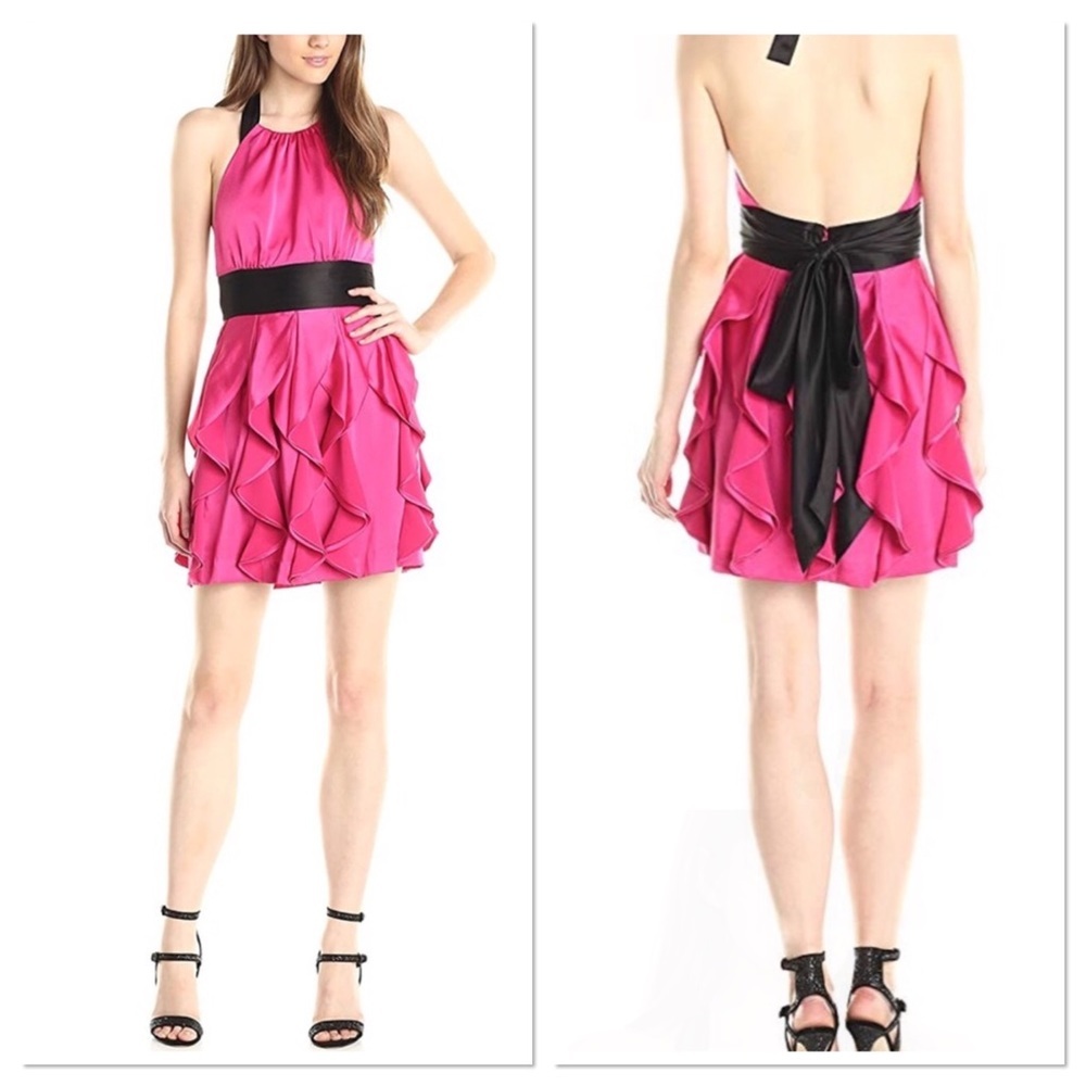 BCBGMAXAZRIA Pink Layla Tiered Ruffle Dress Size 0